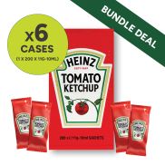 Heinz Tomato Ketchup Sachets Bundle (6 x Cases of 1 x 200)
