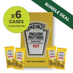 Heinz Hot English Mustard Sachets Bundle (6 x Cases of 1 x 200)