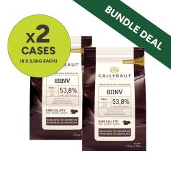 Callebaut Dark Chocolate Callets (53.5%) Bundle (2 x Cases of 8 x 2.5kg)