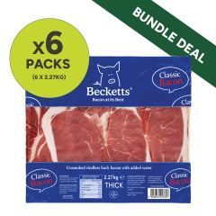 Dutch Supreme Back Bacon Rindless Unsmoked (5.4mm) Bundle (6 x Cases of 1 x 2.27kg)